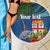 Personalised Fiji Independence Day Beach Blanket Fijian Coat of Arms Palm and Hibiscus Tapa Pattern