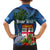 Fiji Independence Day Family Matching Off The Shoulder Long Sleeve Dress and Hawaiian Shirt Fijian Coat of Arms Palm and Hibiscus Tapa Pattern