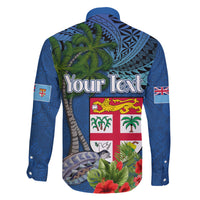 Fiji Independence Day Family Matching Short Sleeve Bodycon Dress and Hawaiian Shirt Fijian Coat of Arms Palm and Hibiscus Tapa Pattern