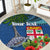 Personalised Fiji Independence Day Round Carpet Fijian Coat of Arms Palm and Hibiscus Tapa Pattern