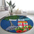 Personalised Fiji Independence Day Round Carpet Fijian Coat of Arms Palm and Hibiscus Tapa Pattern