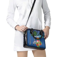 Personalised Fiji Independence Day Shoulder Handbag Fijian Coat of Arms Palm and Hibiscus Tapa Pattern