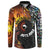 New Zealand and Australia Together Button Sweatshirt Maori Tattoo Paua Shell mix Aboriginal Pattern