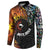 New Zealand and Australia Together Button Sweatshirt Maori Tattoo Paua Shell mix Aboriginal Pattern