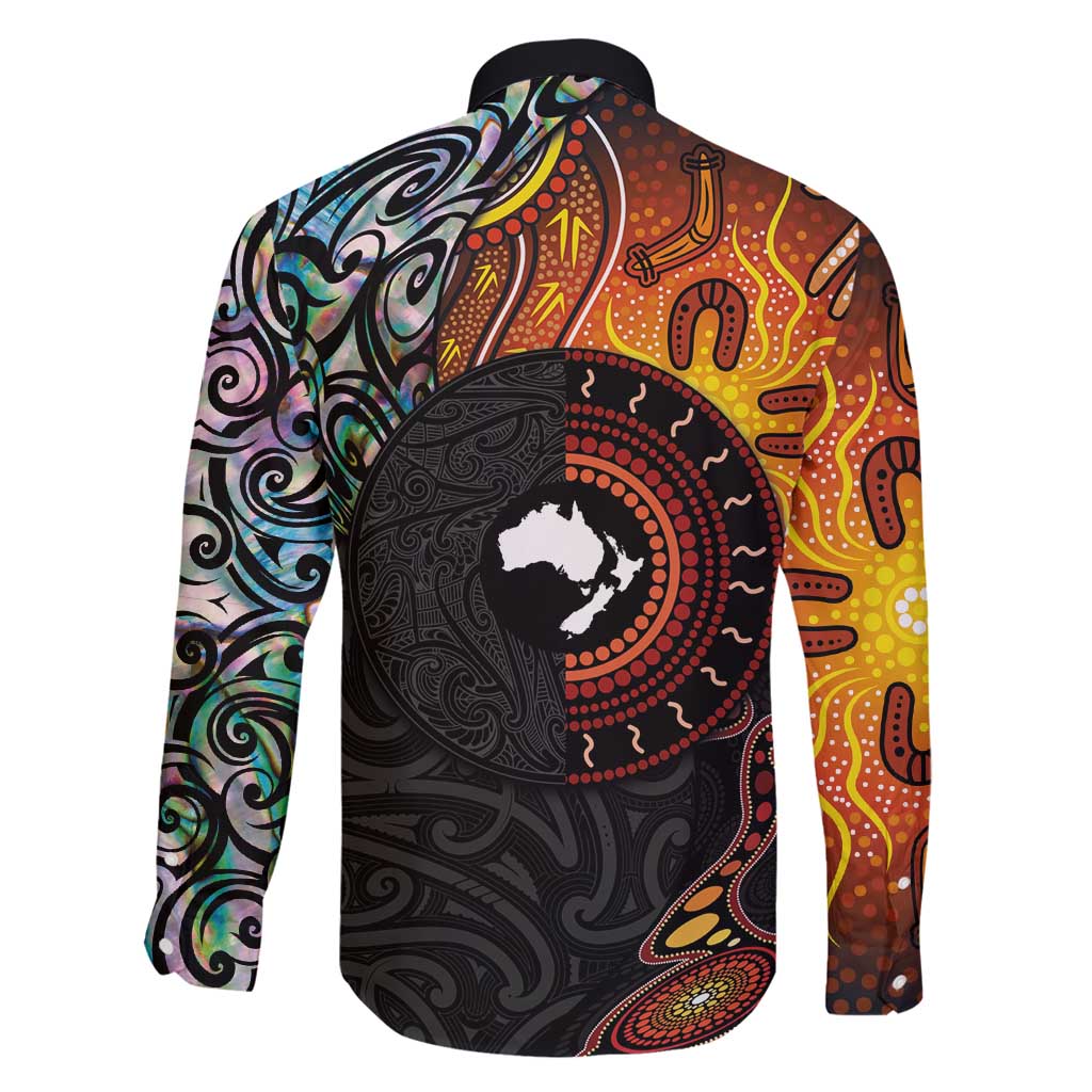 New Zealand and Australia Together Family Matching Mermaid Dress and Hawaiian Shirt Maori Tattoo Paua Shell mix Aboriginal Pattern