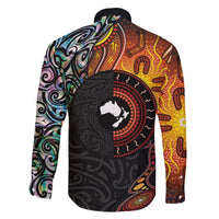 New Zealand and Australia Together Family Matching Mermaid Dress and Hawaiian Shirt Maori Tattoo Paua Shell mix Aboriginal Pattern