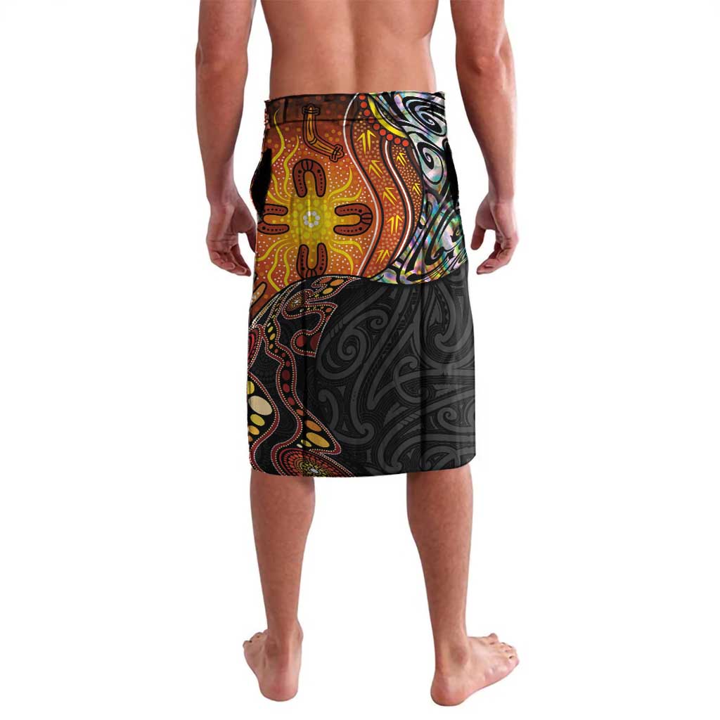 New Zealand and Australia Together Lavalava Maori Tattoo Paua Shell mix Aboriginal Pattern