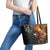 New Zealand and Australia Together Leather Tote Bag Maori Tattoo Paua Shell mix Aboriginal Pattern