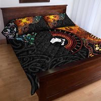 New Zealand and Australia Together Quilt Bed Set Maori Tattoo Paua Shell mix Aboriginal Pattern