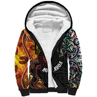 New Zealand and Australia Together Sherpa Hoodie Maori Tattoo Paua Shell mix Aboriginal Pattern