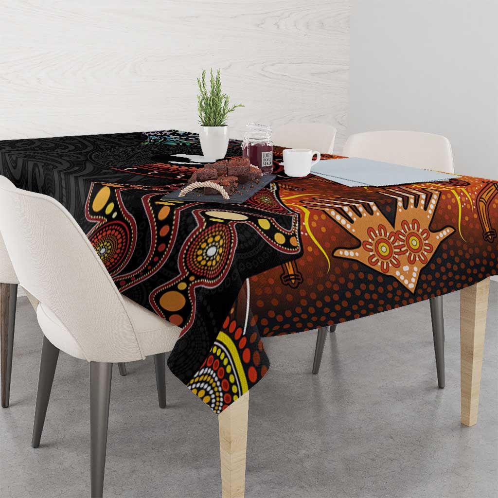 New Zealand and Australia Together Tablecloth Maori Tattoo Paua Shell mix Aboriginal Pattern