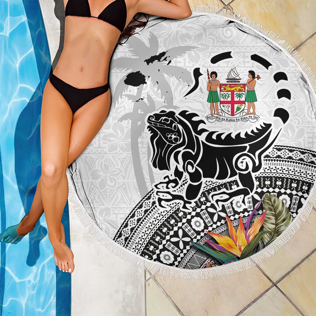 Fiji Iguana Beach Blanket Tapa Tribal Tattoo and Hibiscus