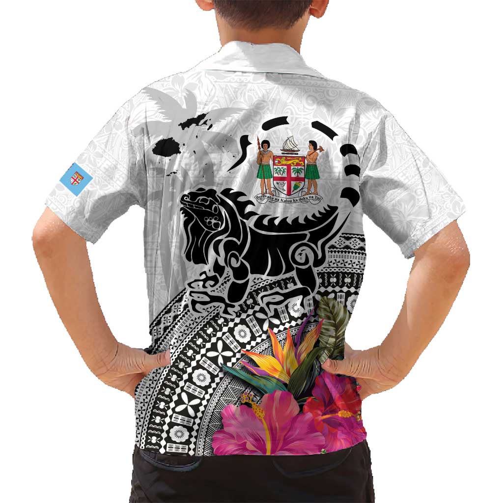 Fiji Iguana Family Matching Tank Maxi Dress and Hawaiian Shirt Tapa Tribal Tattoo and Hibiscus LT03 - Polynesian Pride
