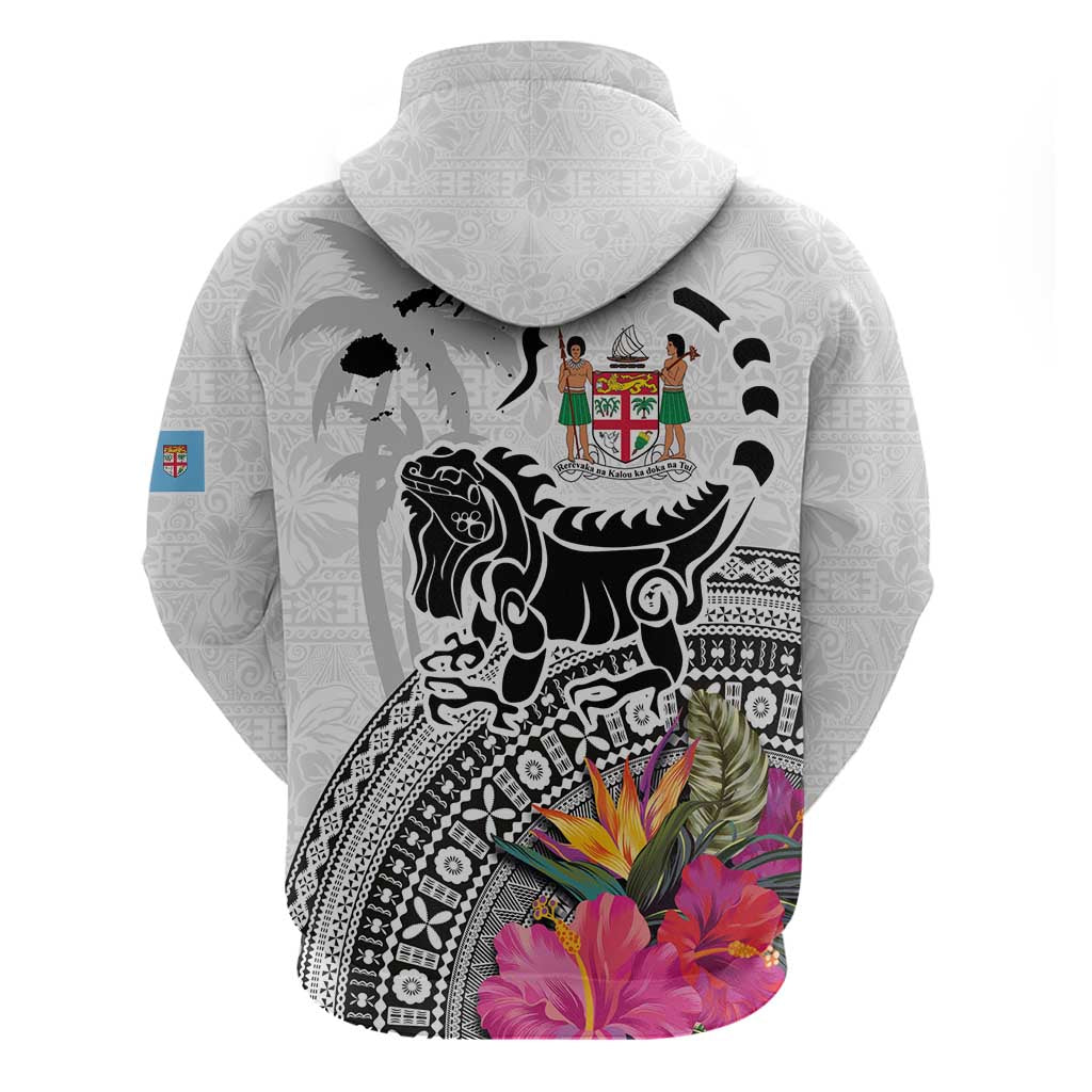 Fiji Iguana Hoodie Tapa Tribal Tattoo and Hibiscus LT03 - Polynesian Pride