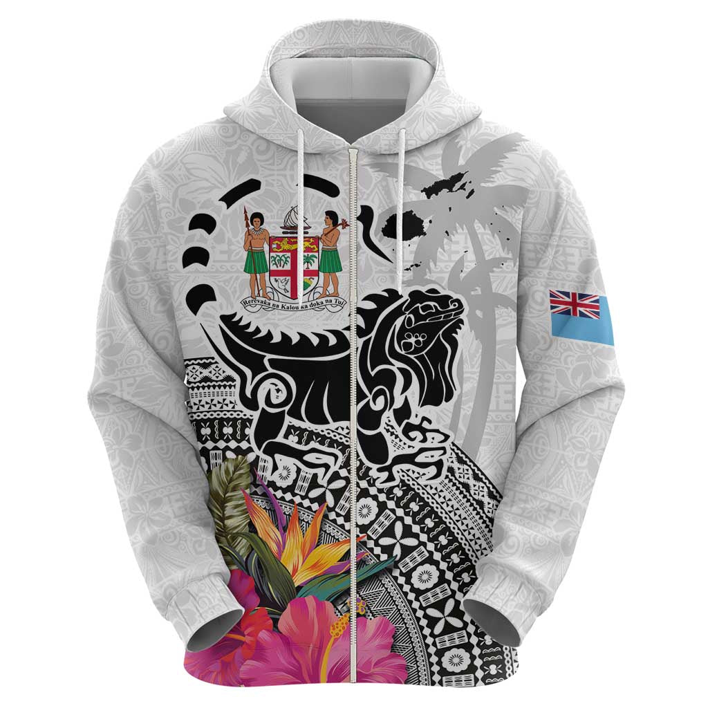 Fiji Iguana Hoodie Tapa Tribal Tattoo and Hibiscus LT03 - Polynesian Pride