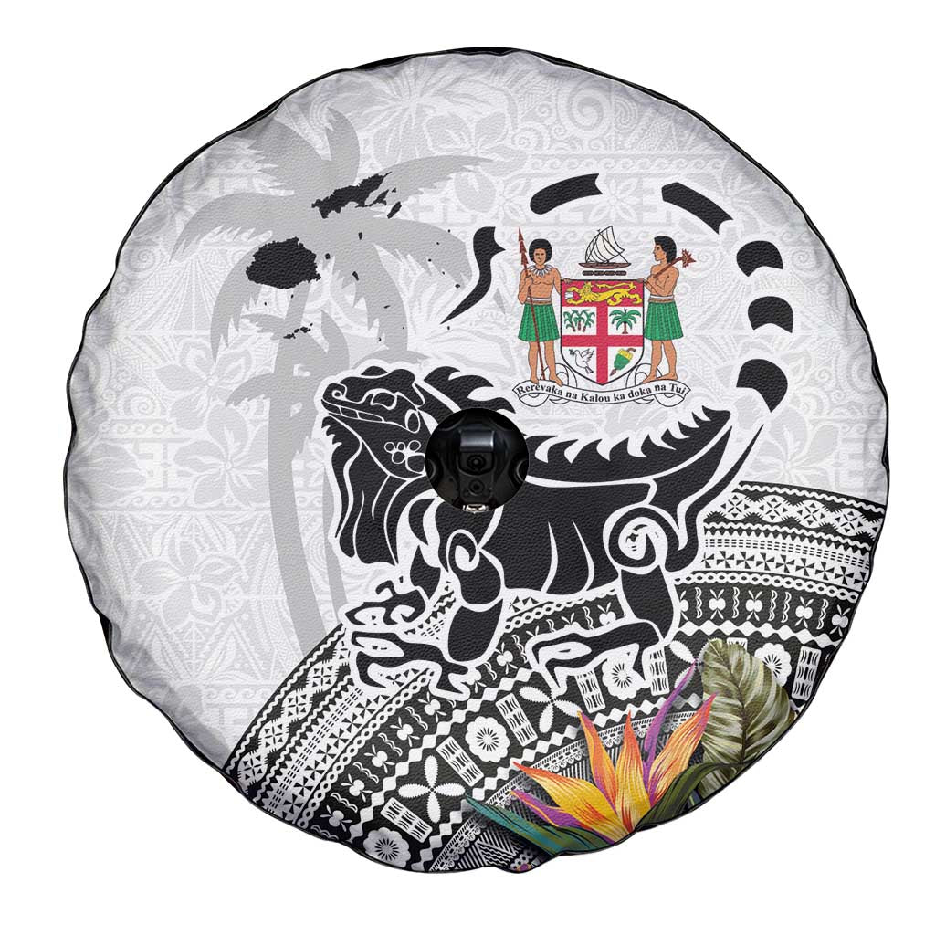 Fiji Iguana Spare Tire Cover Tapa Tribal Tattoo and Hibiscus
