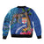Fiji and Australia Together Bomber Jacket Aboriginal Kangaroo and Tapa Tribal Hibiscus