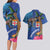 Fiji and Australia Together Couples Matching Long Sleeve Bodycon Dress and Hawaiian Shirt Aboriginal Kangaroo and Tapa Tribal Hibiscus