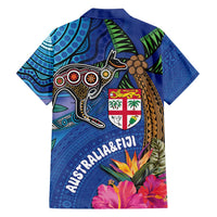 Fiji and Australia Together Family Matching Long Sleeve Bodycon Dress and Hawaiian Shirt Aboriginal Kangaroo and Tapa Tribal Hibiscus LT03 - Polynesian Pride