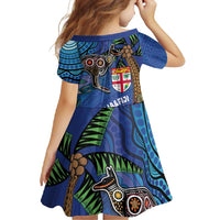 Fiji and Australia Together Family Matching Mermaid Dress and Hawaiian Shirt Aboriginal Kangaroo and Tapa Tribal Hibiscus LT03 - Polynesian Pride