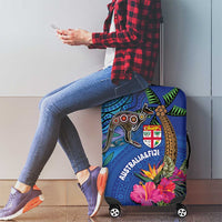 Fiji and Australia Together Luggage Cover Aboriginal Kangaroo and Tapa Tribal Hibiscus LT03 - Polynesian Pride