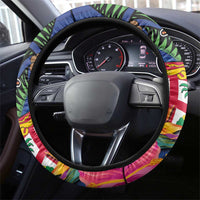 Fiji and Australia Together Steering Wheel Cover Aboriginal Kangaroo and Tapa Tribal Hibiscus LT03 - Polynesian Pride