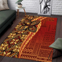 Samoan Pacific Tribal Flower Geometric Art Tattoos Area Rug Siapo Pattern Flame Sunset - Polynesian Pride