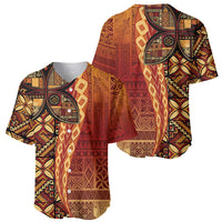 Samoan Pacific Tribal Flower Geometric Art Tattoos Baseball Jersey Siapo Pattern Flame Sunset - Polynesian Pride