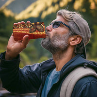 Samoan Pacific Tribal Flower Geometric Art Tattoos 4 in 1 Can Cooler Tumbler Siapo Pattern Flame Sunset - Polynesian Pride