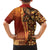 Samoan Pacific Tribal Flower Geometric Art Tattoos Family Matching Off The Shoulder Long Sleeve Dress and Hawaiian Shirt Siapo Pattern Flame Sunset - Polynesian Pride