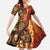 Samoan Pacific Tribal Flower Geometric Art Tattoos Family Matching Off The Shoulder Long Sleeve Dress and Hawaiian Shirt Siapo Pattern Flame Sunset - Polynesian Pride