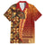 Samoan Pacific Tribal Flower Geometric Art Tattoos Family Matching Off The Shoulder Long Sleeve Dress and Hawaiian Shirt Siapo Pattern Flame Sunset - Polynesian Pride