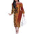 Samoan Pacific Tribal Flower Geometric Art Tattoos Family Matching Off The Shoulder Long Sleeve Dress and Hawaiian Shirt Siapo Pattern Flame Sunset - Polynesian Pride