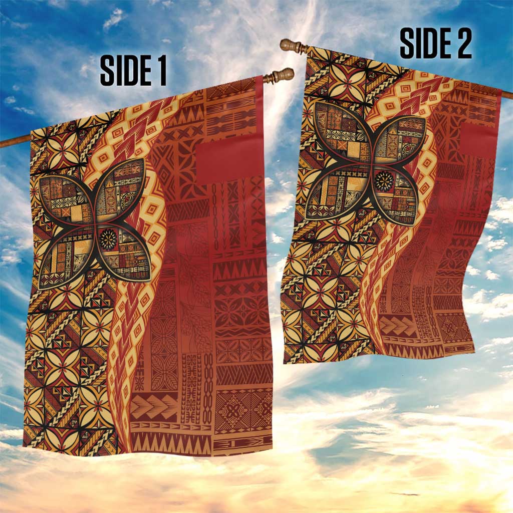Samoan Pacific Tribal Flower Geometric Art Tattoos Garden Flag Siapo Pattern Flame Sunset - Polynesian Pride