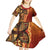 Samoan Pacific Tribal Flower Geometric Art Tattoos Kid Short Sleeve Dress Siapo Pattern Flame Sunset - Polynesian Pride