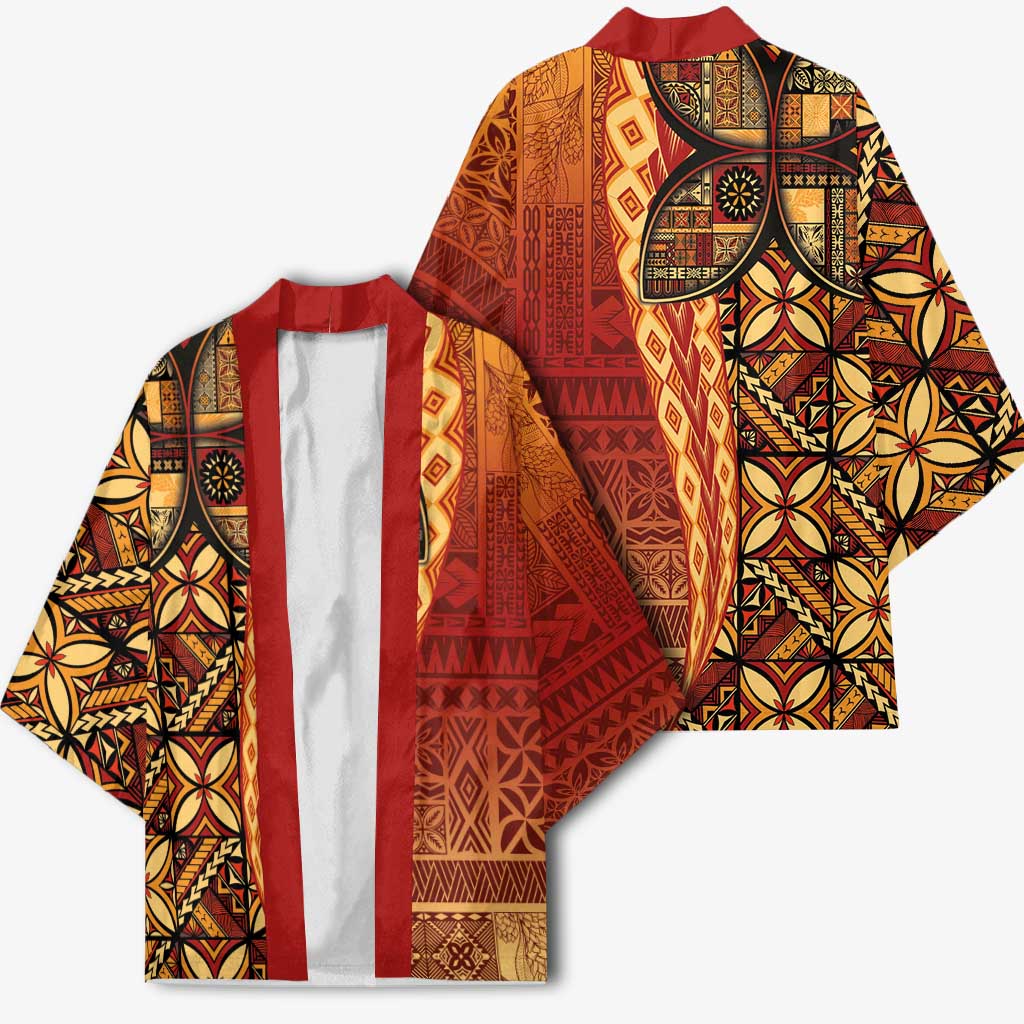 Samoan Pacific Tribal Flower Geometric Art Tattoos Kimono Siapo Pattern Flame Sunset - Polynesian Pride