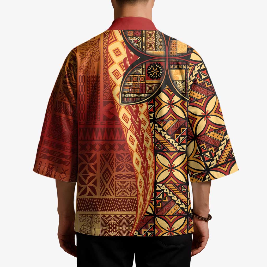 Samoan Pacific Tribal Flower Geometric Art Tattoos Kimono Siapo Pattern Flame Sunset - Polynesian Pride