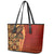 Samoan Pacific Tribal Flower Geometric Art Tattoos Leather Tote Bag Siapo Pattern Flame Sunset - Polynesian Pride