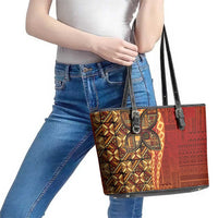 Samoan Pacific Tribal Flower Geometric Art Tattoos Leather Tote Bag Siapo Pattern Flame Sunset LT03 - Polynesian Pride