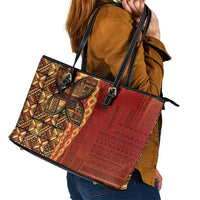 Samoan Pacific Tribal Flower Geometric Art Tattoos Leather Tote Bag Siapo Pattern Flame Sunset LT03 - Polynesian Pride