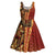 Samoan Pacific Tribal Flower Geometric Art Tattoos Midi Dress Siapo Pattern Flame Sunset - Polynesian Pride