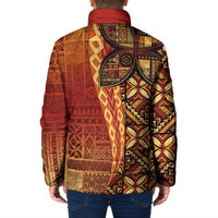 Samoan Pacific Tribal Flower Geometric Art Tattoos Padded Jacket Siapo Pattern Flame Sunset LT03 - Polynesian Pride