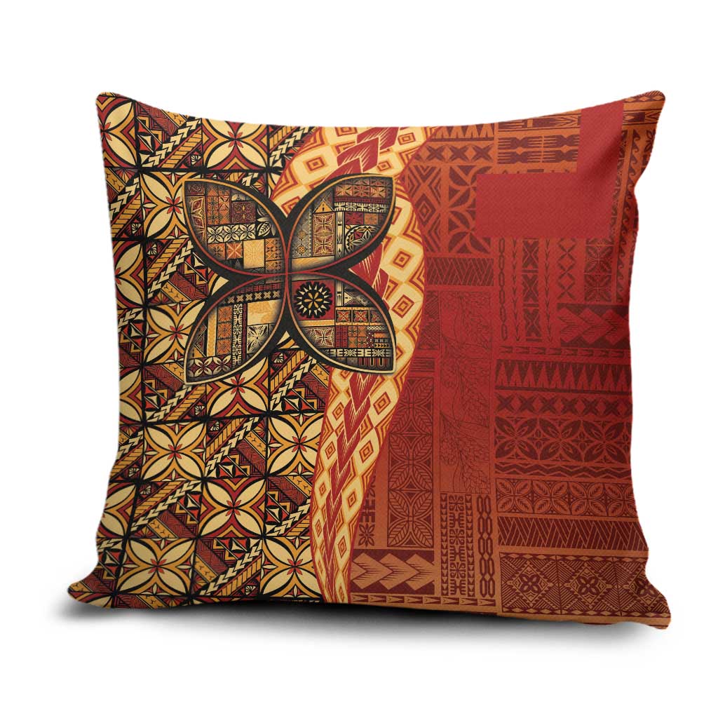 Samoan Pacific Tribal Flower Geometric Art Tattoos Pillow Cover Siapo Pattern Flame Sunset LT03 Red - Polynesian Pride