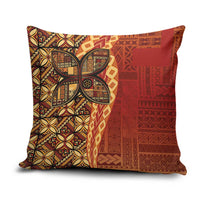 Samoan Pacific Tribal Flower Geometric Art Tattoos Pillow Cover Siapo Pattern Flame Sunset LT03 Red - Polynesian Pride