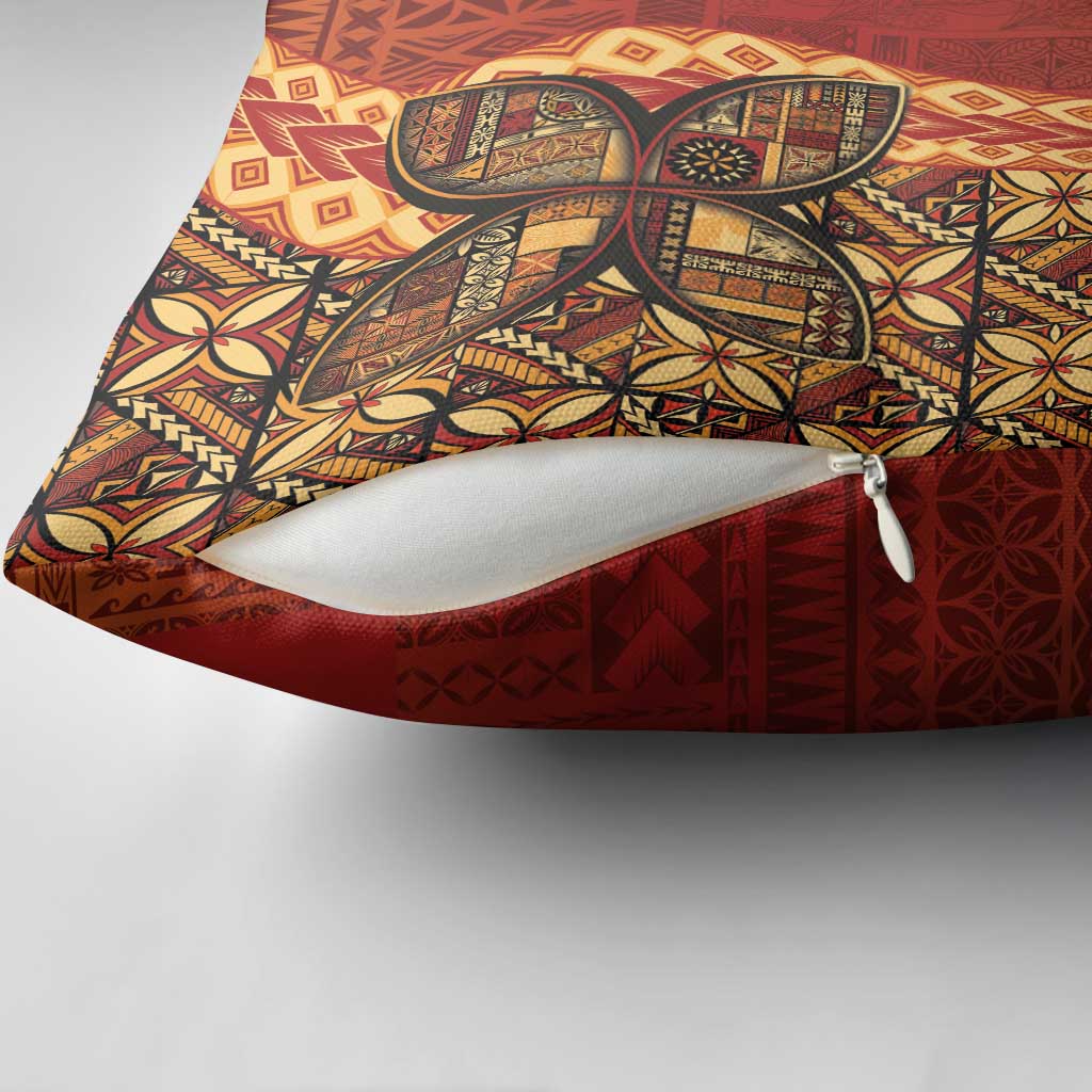 Samoan Pacific Tribal Flower Geometric Art Tattoos Pillow Cover Siapo Pattern Flame Sunset LT03 - Polynesian Pride