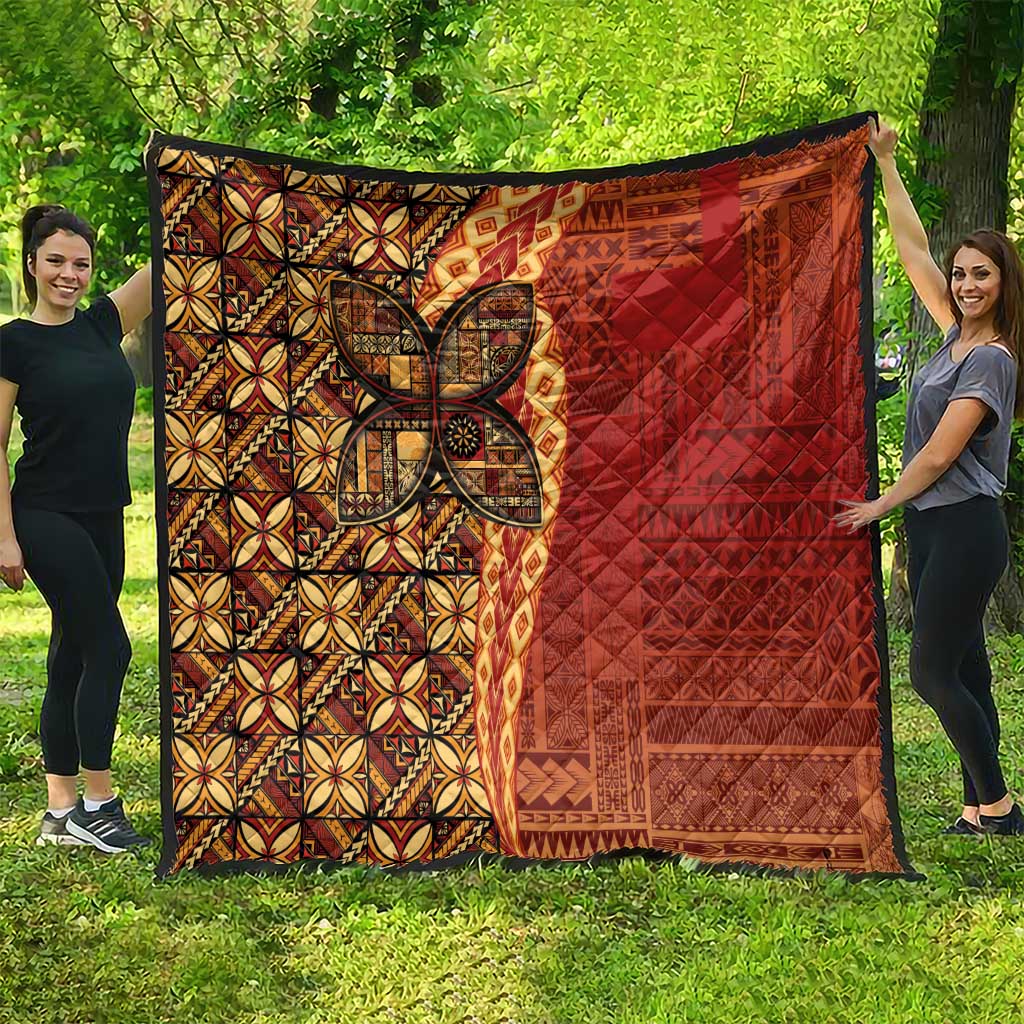 Samoan Pacific Tribal Flower Geometric Art Tattoos Quilt Siapo Pattern Flame Sunset - Polynesian Pride