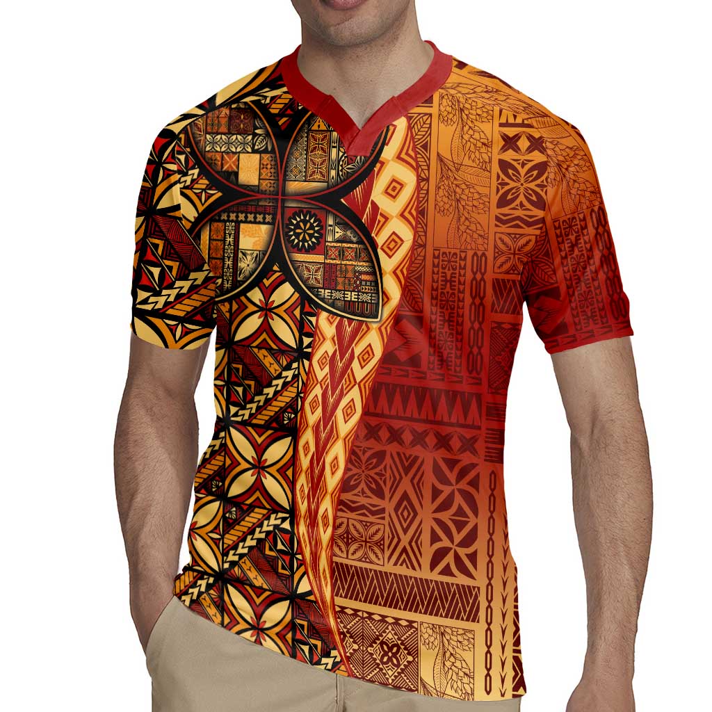 Samoan Pacific Tribal Flower Geometric Art Tattoos Rugby Jersey Siapo Pattern Flame Sunset - Polynesian Pride