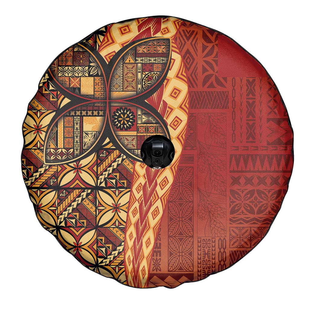 Samoan Pacific Tribal Flower Geometric Art Tattoos Spare Tire Cover Siapo Pattern Flame Sunset LT03 - Polynesian Pride