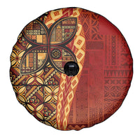 Samoan Pacific Tribal Flower Geometric Art Tattoos Spare Tire Cover Siapo Pattern Flame Sunset LT03 - Polynesian Pride