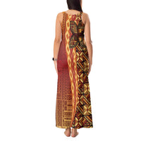 Samoan Pacific Tribal Flower Geometric Art Tattoos Tank Maxi Dress Siapo Pattern Flame Sunset - Polynesian Pride